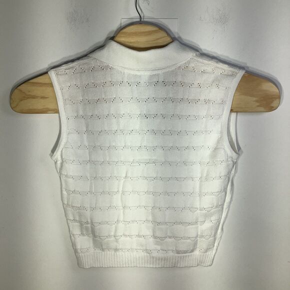 The Bubble Womens Anna Sleeveless Knit V Neck Polo White Size S NWT - Picture 3 of 9